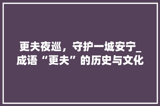 更夫夜巡，守护一城安宁_成语“更夫”的历史与文化内涵 工作总结
