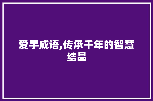 爱手成语,传承千年的智慧结晶