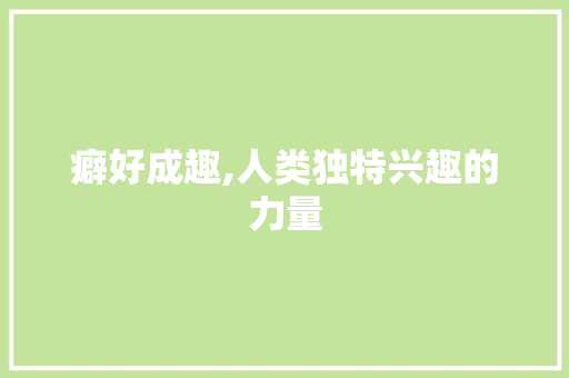 癖好成趣,人类独特兴趣的力量 应用文
