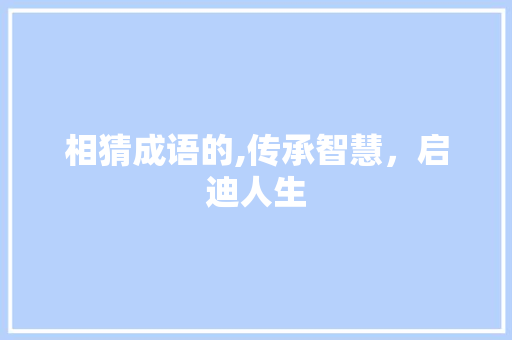 相猜成语的,传承智慧，启迪人生
