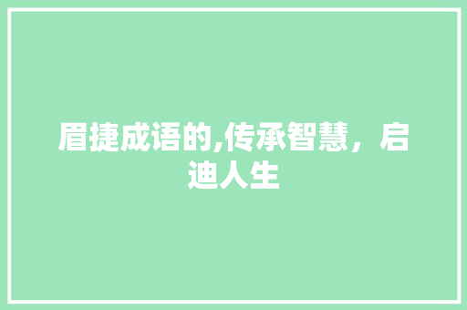 眉捷成语的,传承智慧，启迪人生