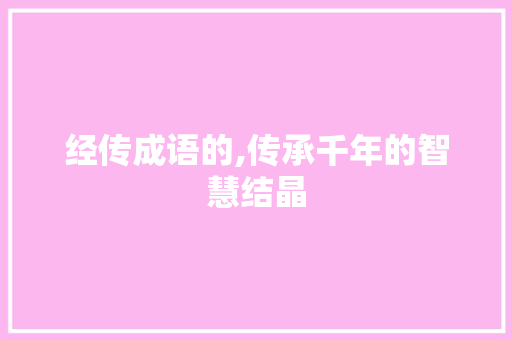 经传成语的,传承千年的智慧结晶