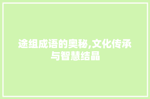 途组成语的奥秘,文化传承与智慧结晶 诗词体裁