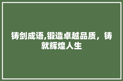 铸剑成语,锻造卓越品质，铸就辉煌人生