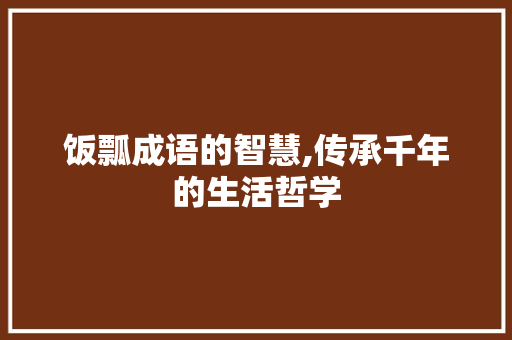 饭瓢成语的智慧,传承千年的生活哲学