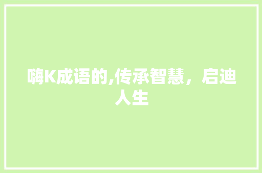 嗨K成语的,传承智慧，启迪人生