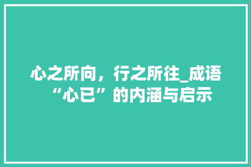 心之所向，行之所往_成语“心已”的内涵与启示