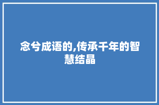 念兮成语的,传承千年的智慧结晶 工作总结