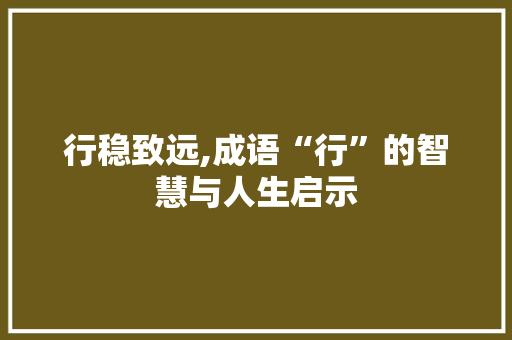 行稳致远,成语“行”的智慧与人生启示
