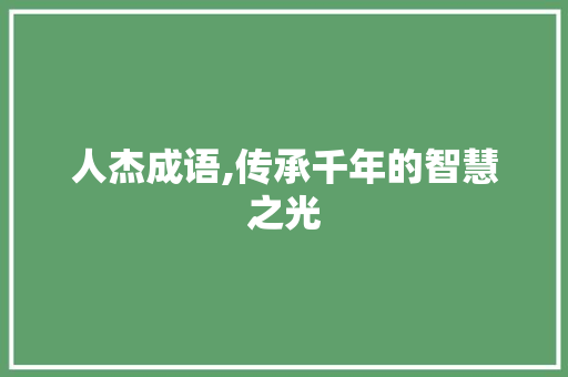 人杰成语,传承千年的智慧之光