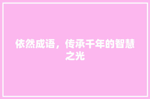 依然成语，传承千年的智慧之光