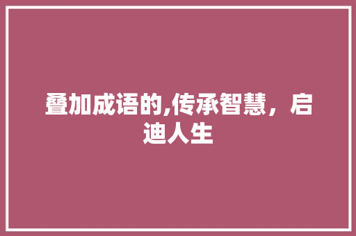 叠加成语的,传承智慧，启迪人生
