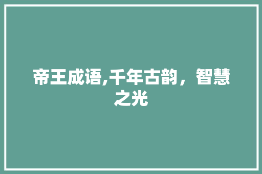 帝王成语,千年古韵，智慧之光