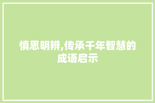 慎思明辨,传承千年智慧的成语启示