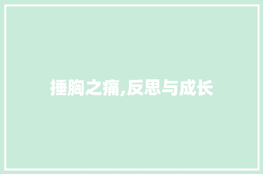 捶胸之痛,反思与成长