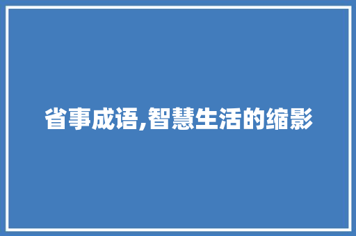 省事成语,智慧生活的缩影 诗词应用