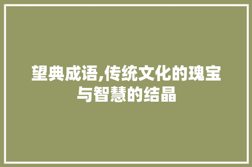 望典成语,传统文化的瑰宝与智慧的结晶