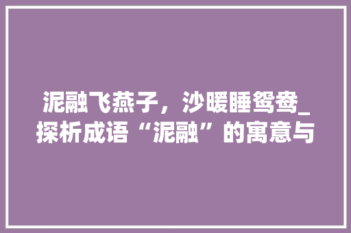 泥融飞燕子，沙暖睡鸳鸯_探析成语“泥融”的寓意与文化内涵