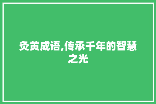 灸黄成语,传承千年的智慧之光 应用文