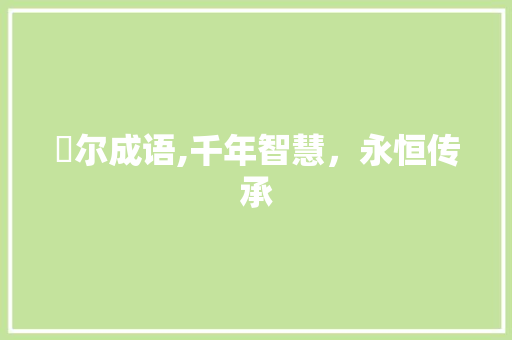 玊尔成语,千年智慧，永恒传承