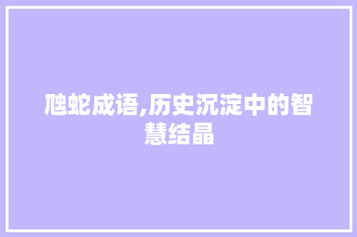 虺蛇成语,历史沉淀中的智慧结晶