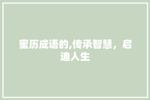 蜜历成语的,传承智慧，启迪人生