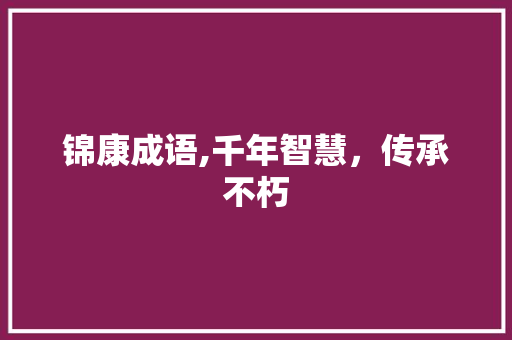 锦康成语,千年智慧，传承不朽 诗词应用