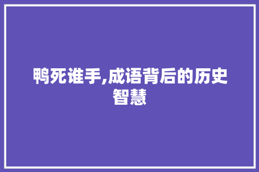 鸭死谁手,成语背后的历史智慧
