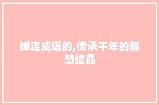 婵连成语的,传承千年的智慧结晶