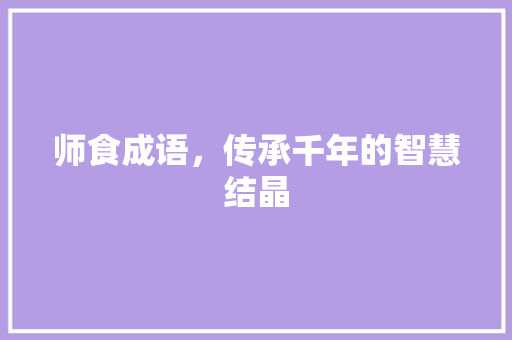 师食成语，传承千年的智慧结晶 诗词体裁