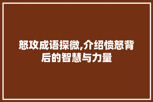 怒攻成语探微,介绍愤怒背后的智慧与力量