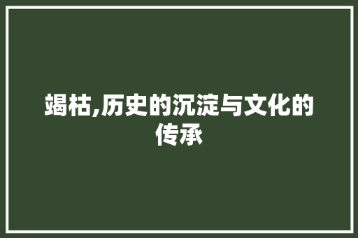 竭枯,历史的沉淀与文化的传承