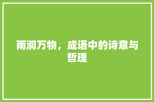 雨润万物，成语中的诗意与哲理 会议纪要