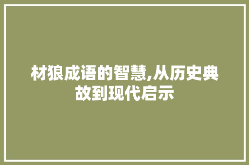 材狼成语的智慧,从历史典故到现代启示