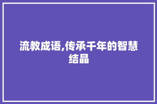 流教成语,传承千年的智慧结晶 职场写作