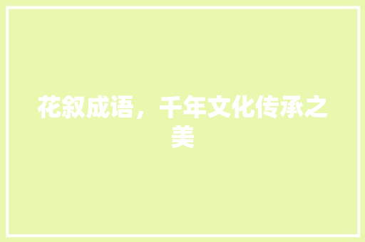 花叙成语，千年文化传承之美