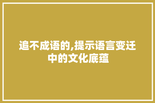 追不成语的,提示语言变迁中的文化底蕴