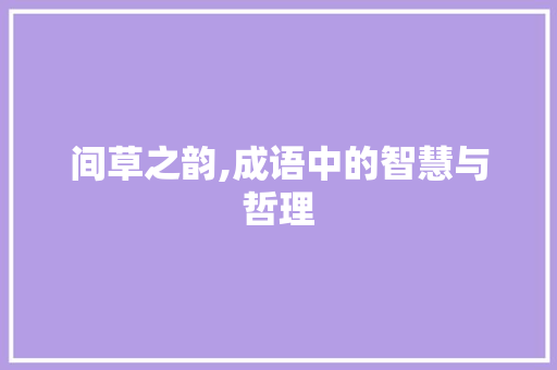 间草之韵,成语中的智慧与哲理