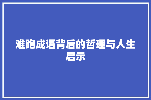 难跑成语背后的哲理与人生启示