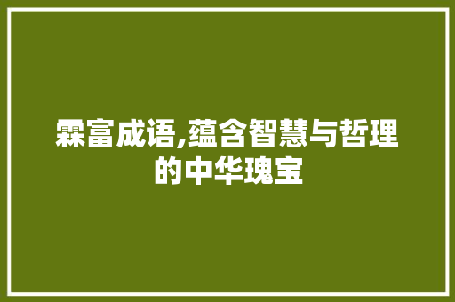 霖富成语,蕴含智慧与哲理的中华瑰宝