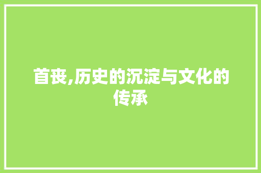 首丧,历史的沉淀与文化的传承 职场写作