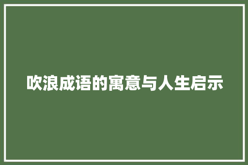 吹浪成语的寓意与人生启示