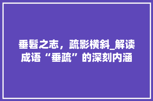 垂髫之志，疏影横斜_解读成语“垂疏”的深刻内涵 诗词体裁
