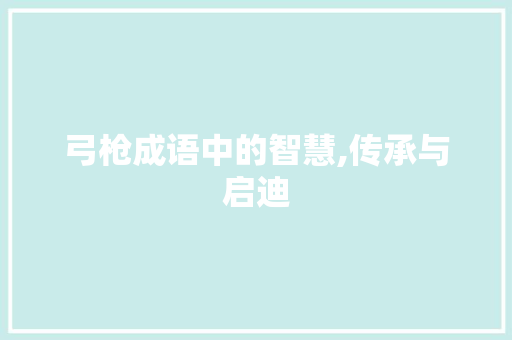 弓枪成语中的智慧,传承与启迪