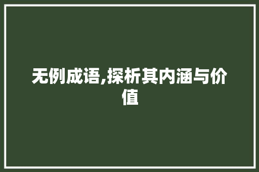 无例成语,探析其内涵与价值