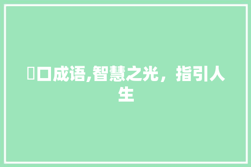 圏口成语,智慧之光，指引人生