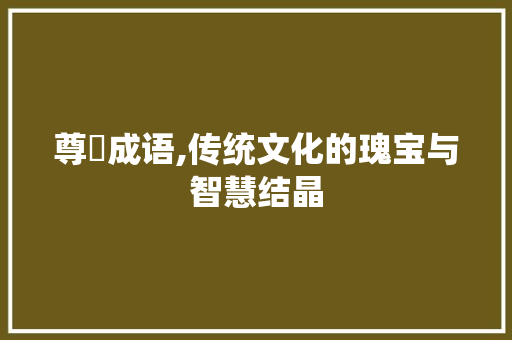 尊抔成语,传统文化的瑰宝与智慧结晶