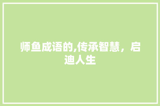 师鱼成语的,传承智慧，启迪人生