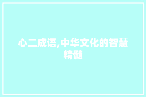心二成语,中华文化的智慧精髓