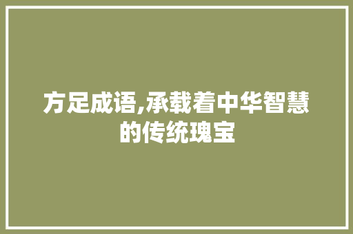 方足成语,承载着中华智慧的传统瑰宝